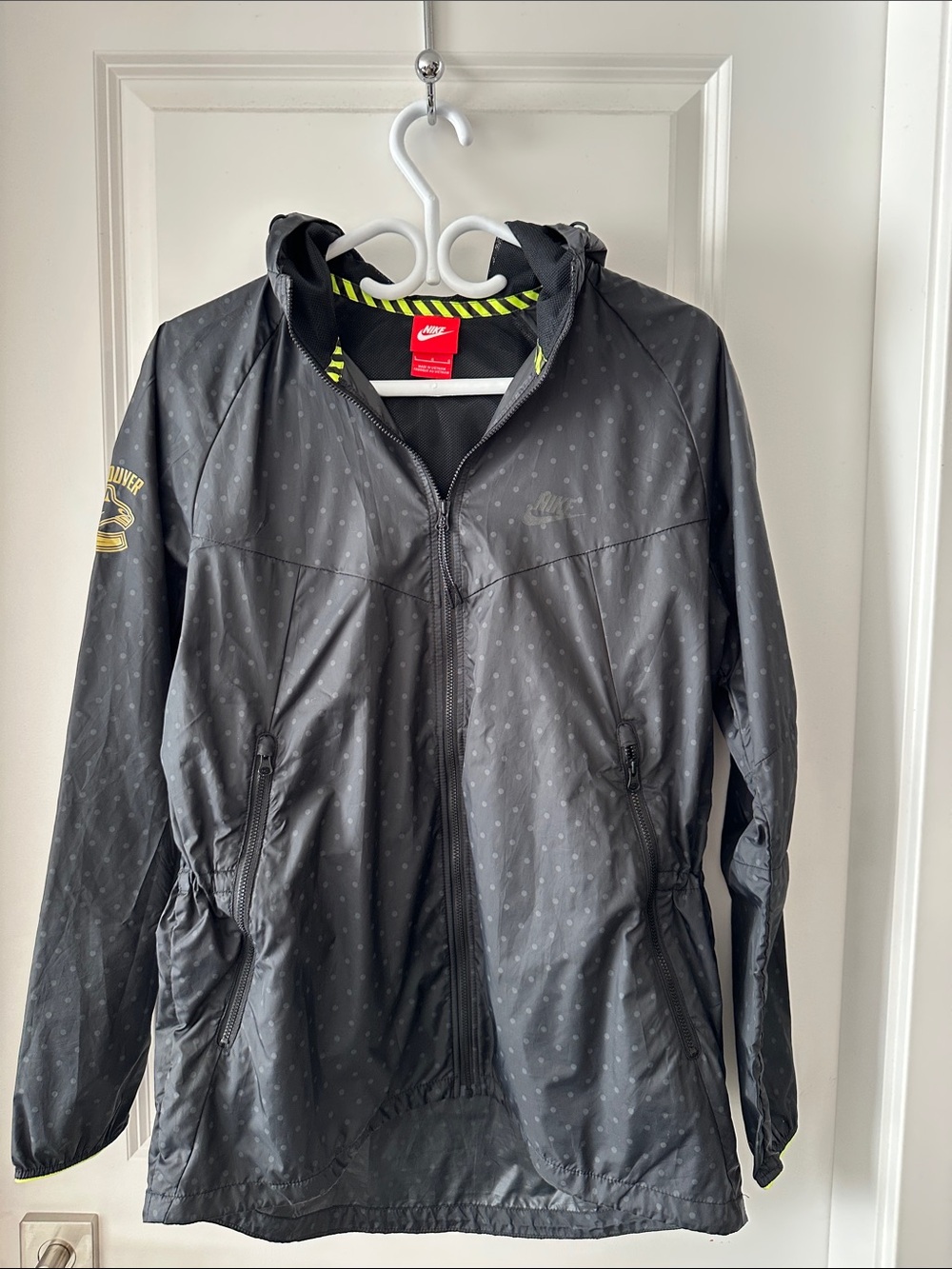 Nike Black Windbreaker with Neon Yellow Trim